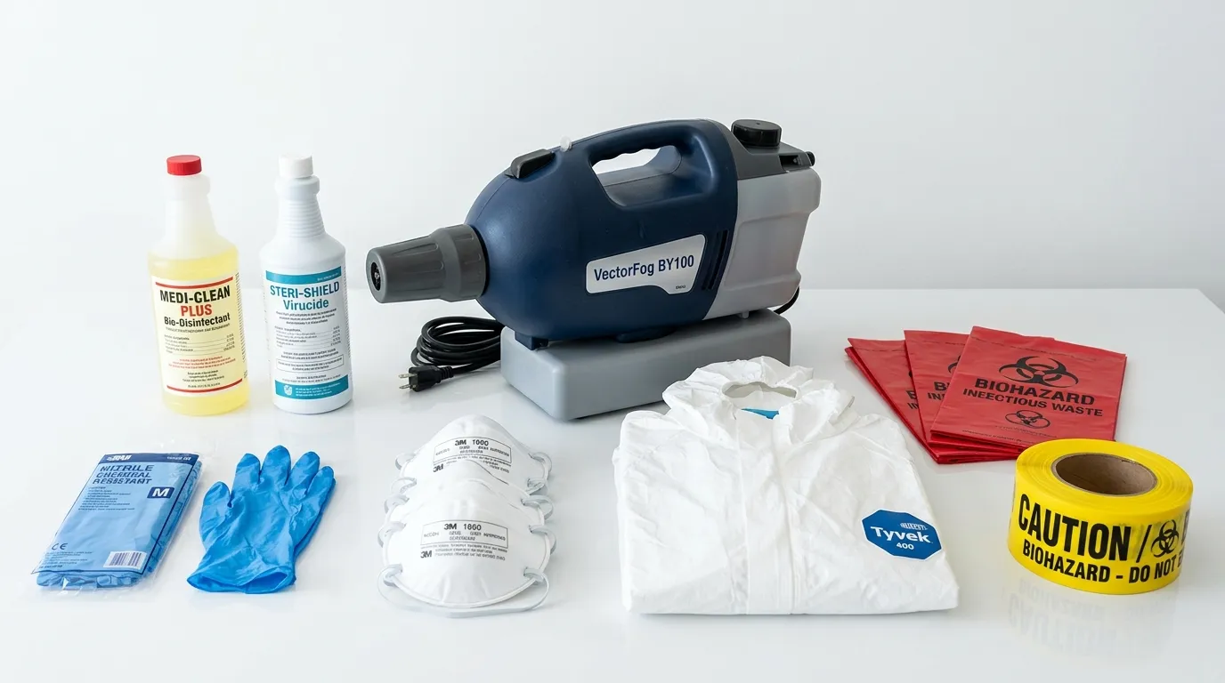 Professional biohazard remediation crew working in Riverside